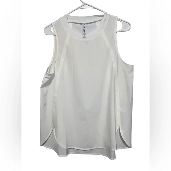 Athleta White Sleeveless Crew Neckline Lightweight Athletic Tank Top Medium - Picture 2 of 6